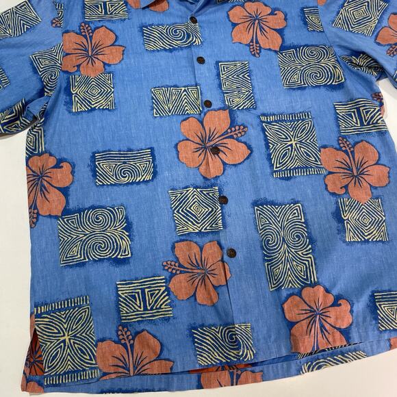 Kahala Men's Floral Button-Up Shirt Blue Pink Size 2XL XXL Handcrafted Hawaiian - Picture 2 of 7